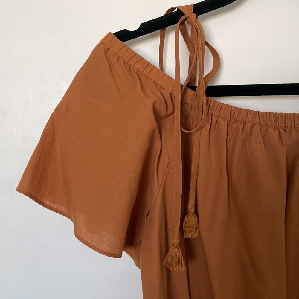 Madewell women’s Off the shoulder dress with crochet trim in burnt orange size M - Picture 8 of 9